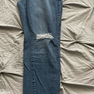 Torrid Bombshell Skinny Distressed Blue Jeans with Button Fly